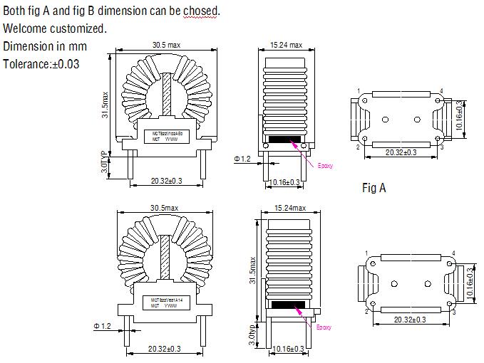 Common Mode Choke with Base accept customized