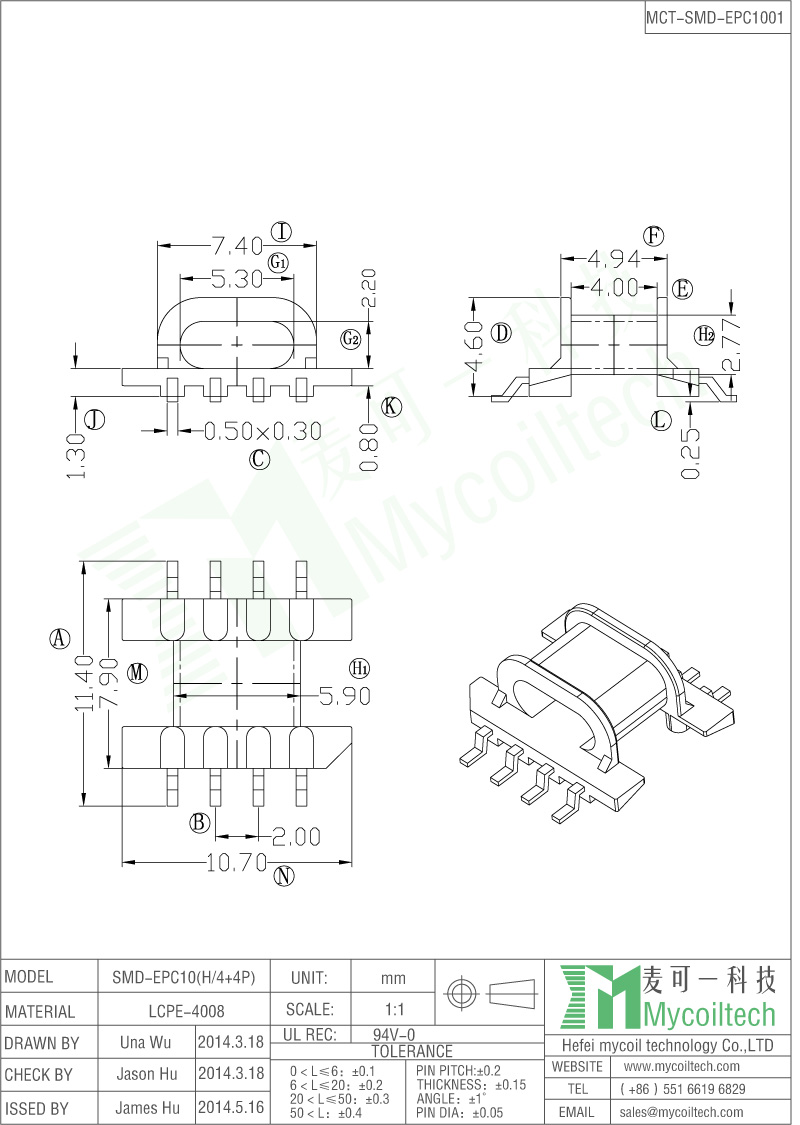 LCPE-4008 transformer bobbin EPC10 bobbin for inductor