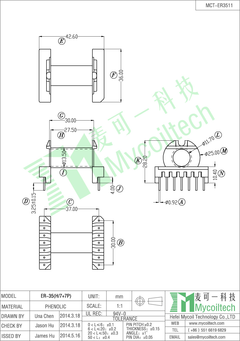  ER35 High Frequency Transformer Bobbin for Electronic Component PCB Board