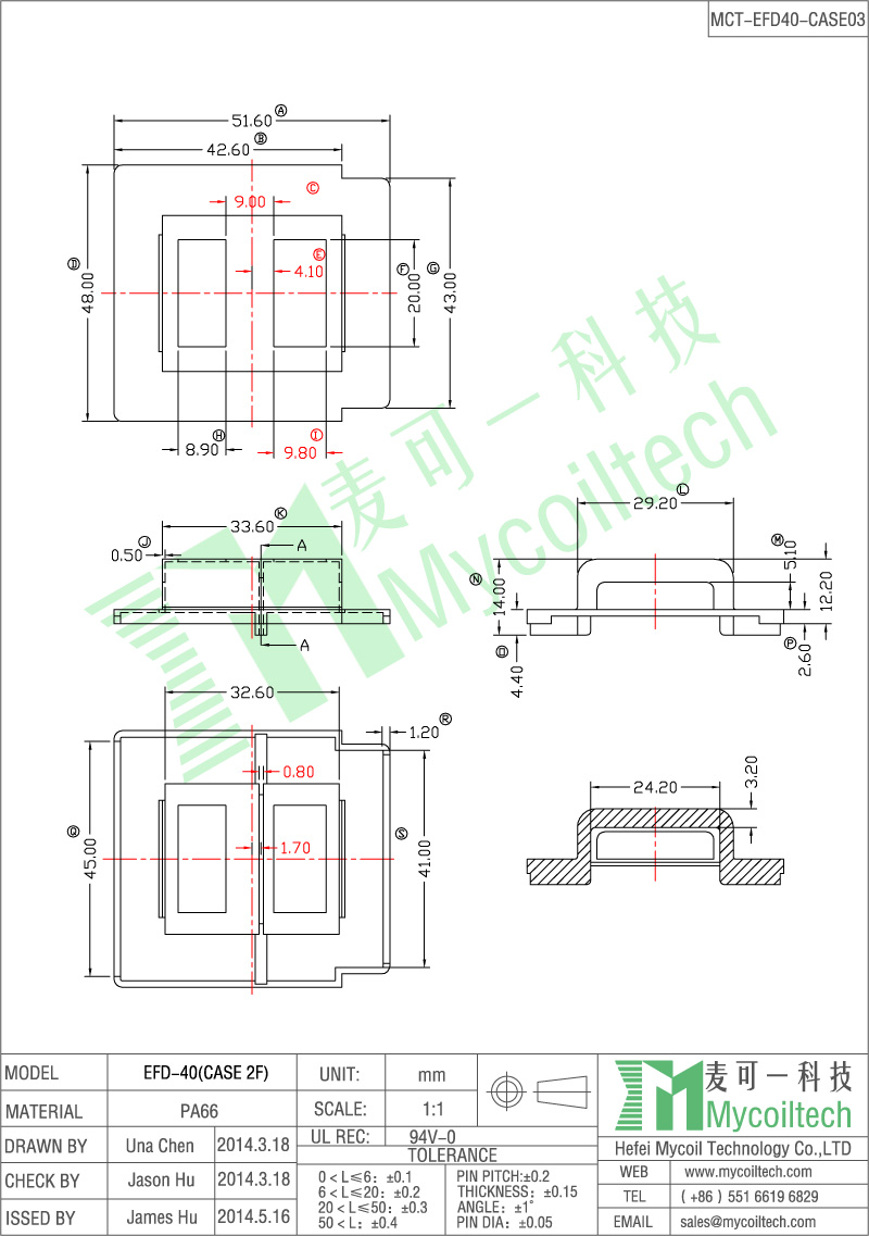 Double slots transformer bobbin case phenolic case