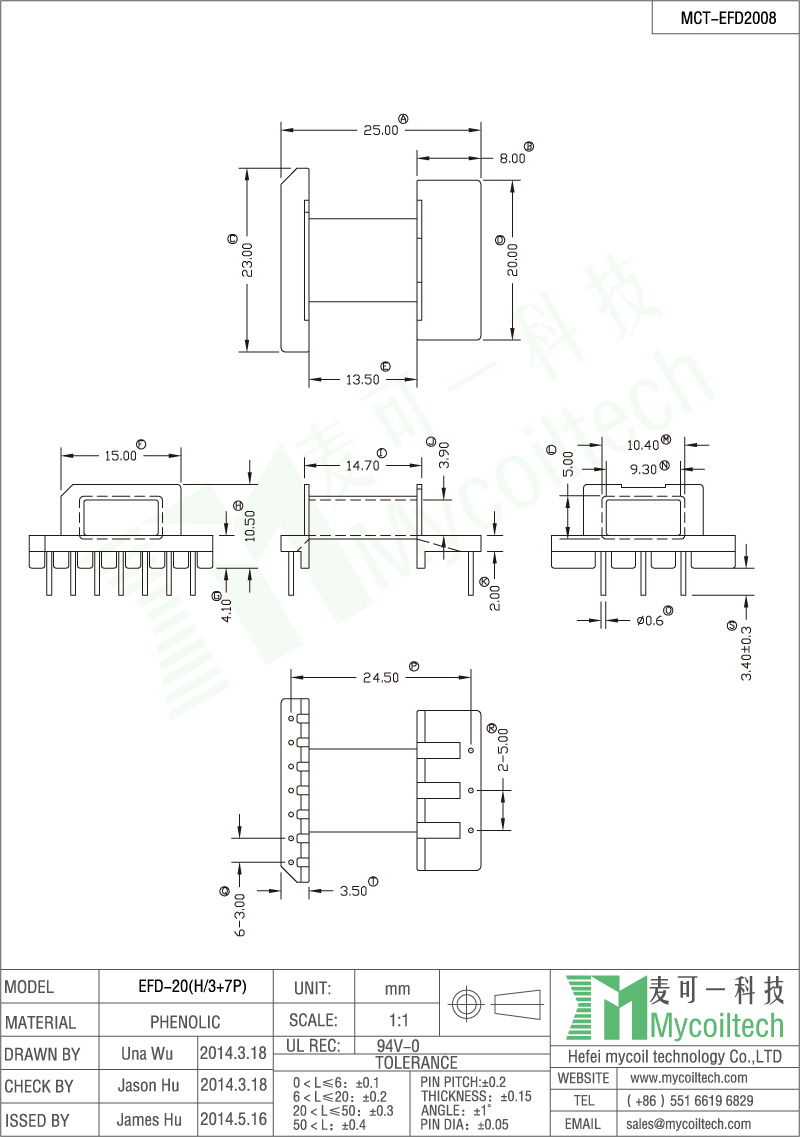 EFD20 Magnetic Transformer Bobbin Wholesale 