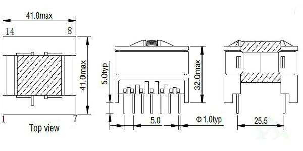 ETD39 high frequency flyback transformer lead free horizontal bobbin