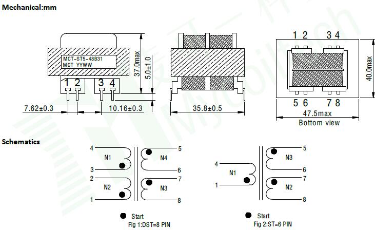 PCB mounting EI type lamination transformer