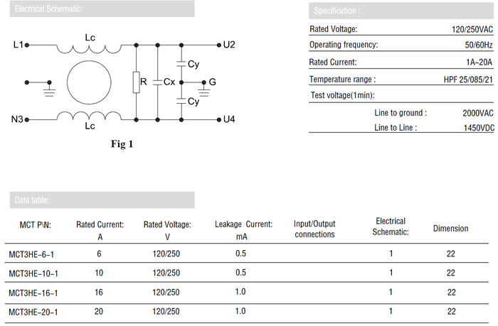 EMI noise power line filters