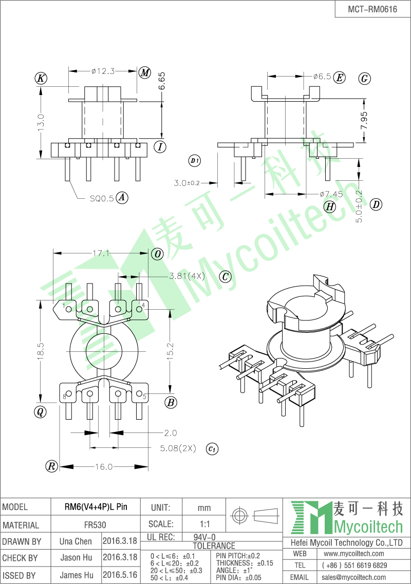 Vertical coil former RM6