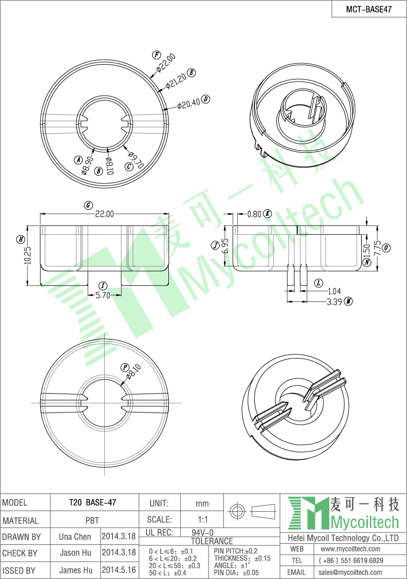 Toroidal core inductor base