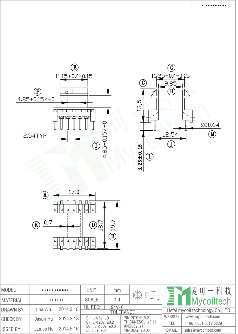 7+7 Pins EF16 Transformer Bobbin 