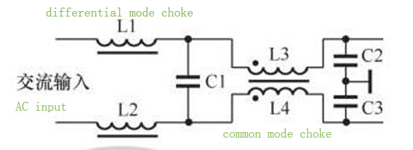 Commom/differntial mode inductor circuit