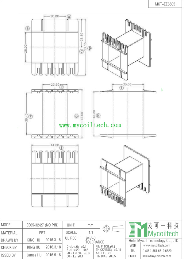 EE65 transformer bobbin factory