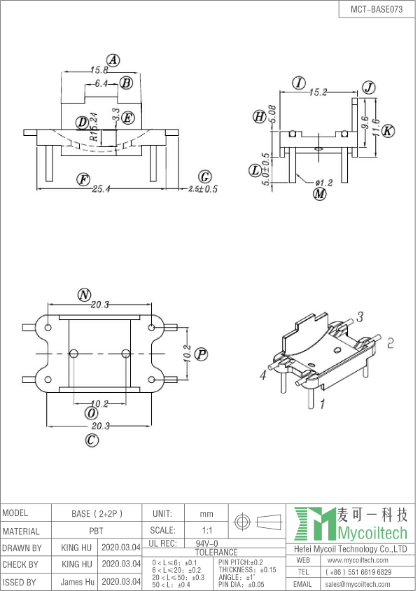 Inductor base for common mode choke