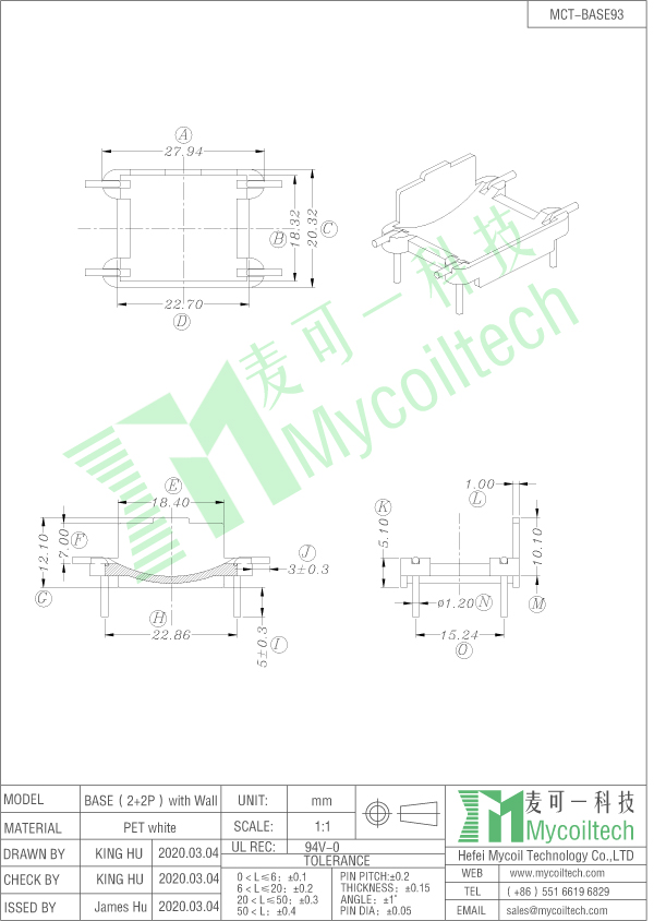 2+2 pin inductor base