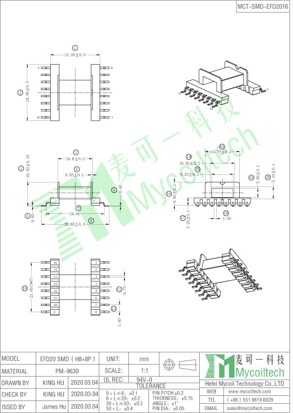 SMD EFD20 coil former