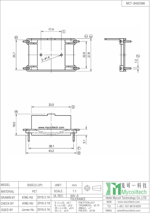 2+2 pin inductor base