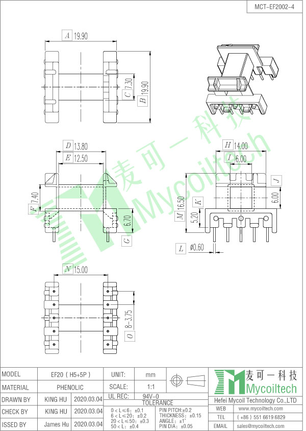 High frequency transformer bobbin