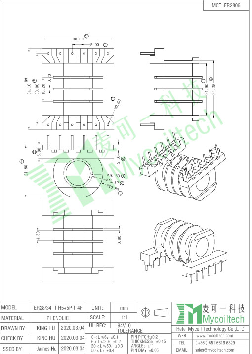 ER28 horizontal transformer bobbin