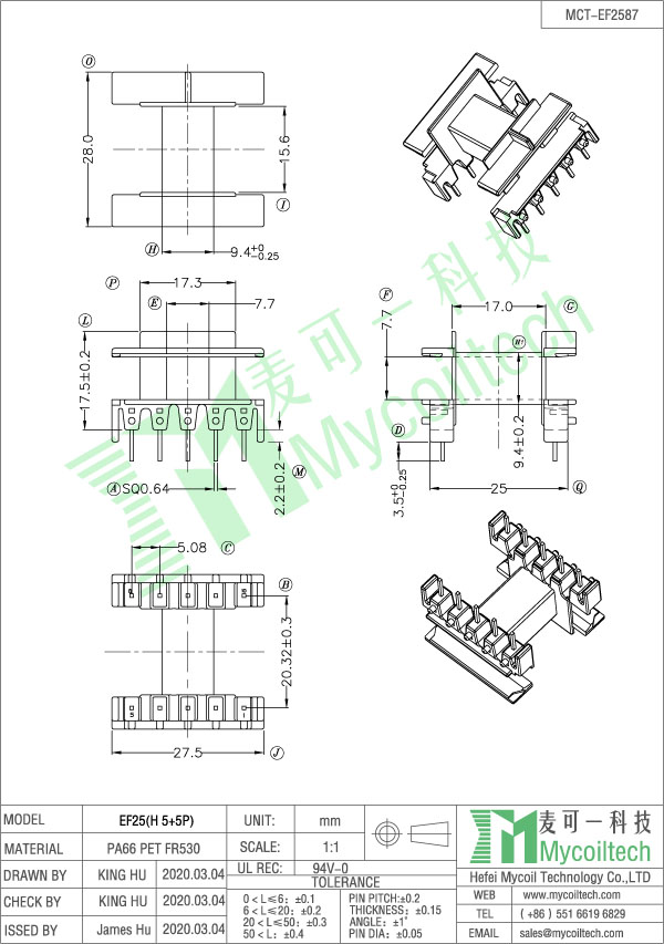 ef25 power transformer bobbin