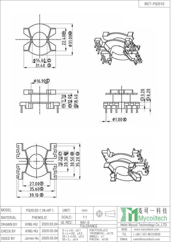 PQ3520 flyback transformer