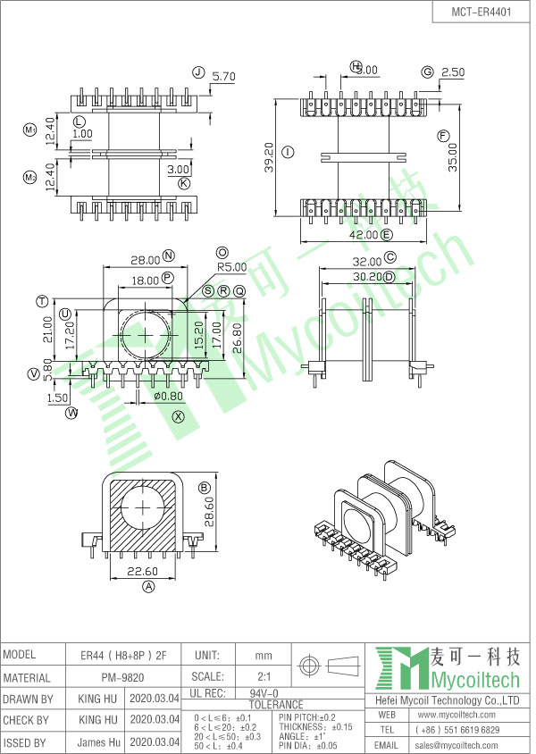 ER44 double slots transformer