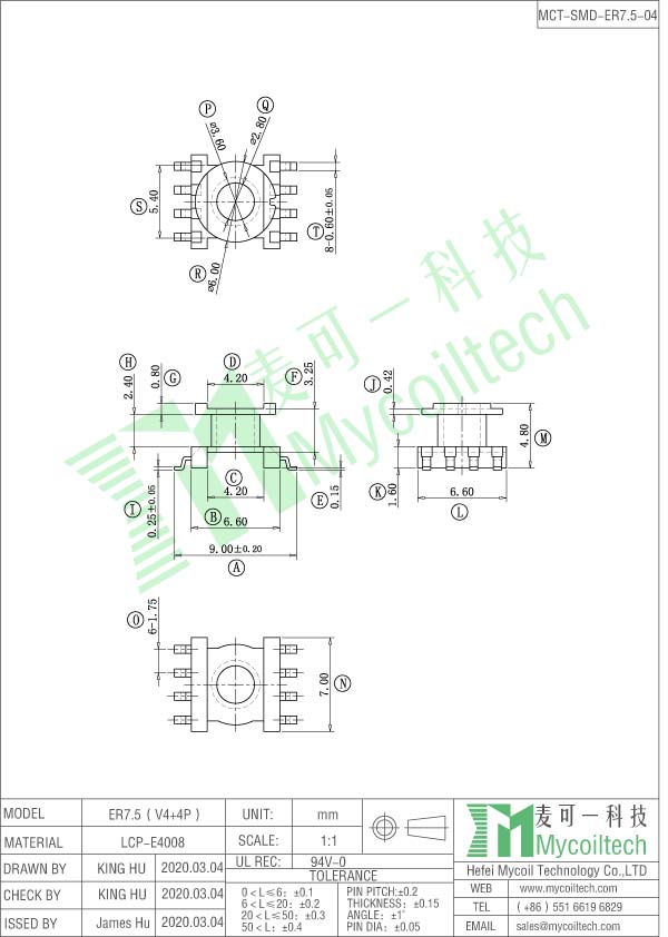 SMD EP7 coil former