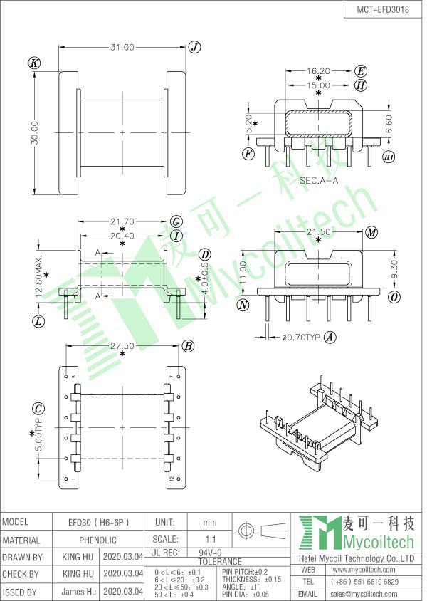 efd30 horizontal coil bobbin