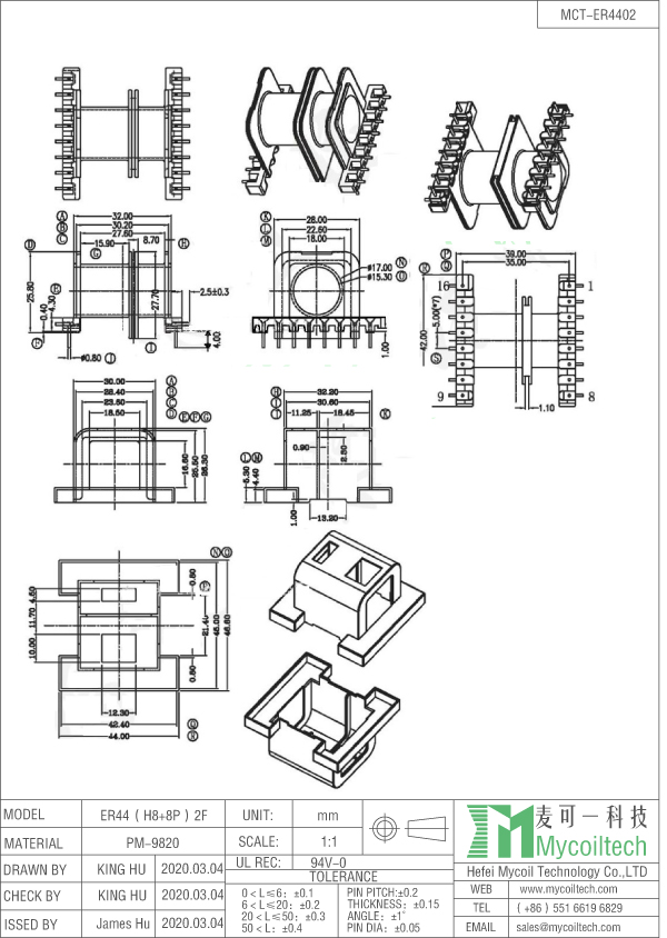 ER44 ferrite core bobbin