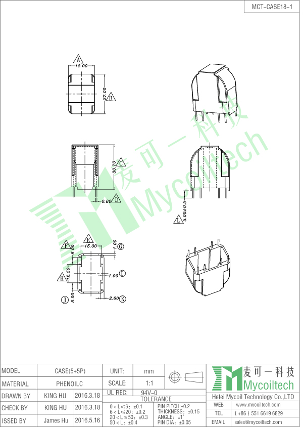 5+5 pins transformer case