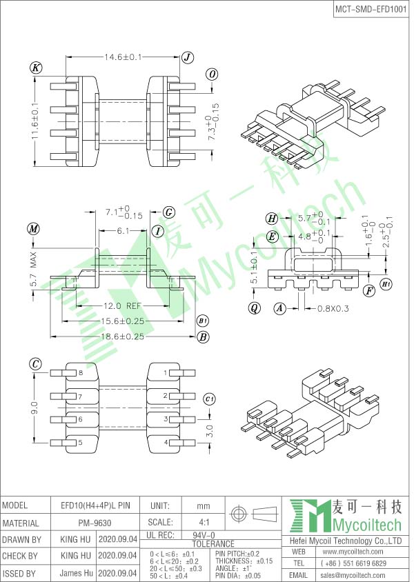 SMD EFD10 horizontal bobbin