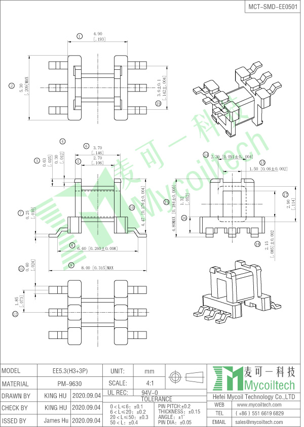 EE5.0 SMD coil former