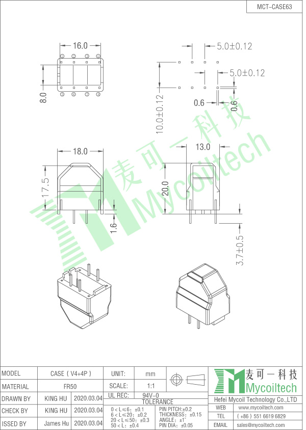 4+4 pins inductor case