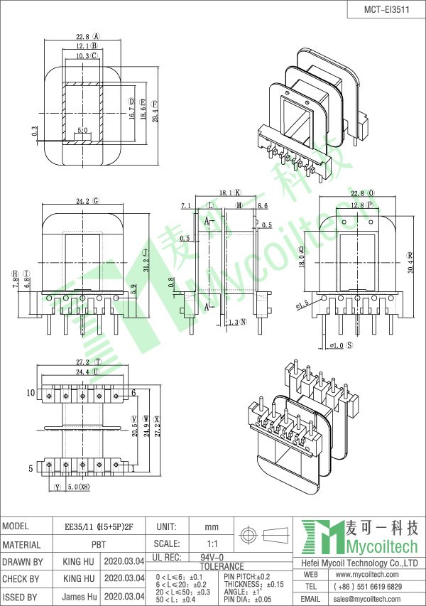 EI35 Spulenkörper aus PBT-Material