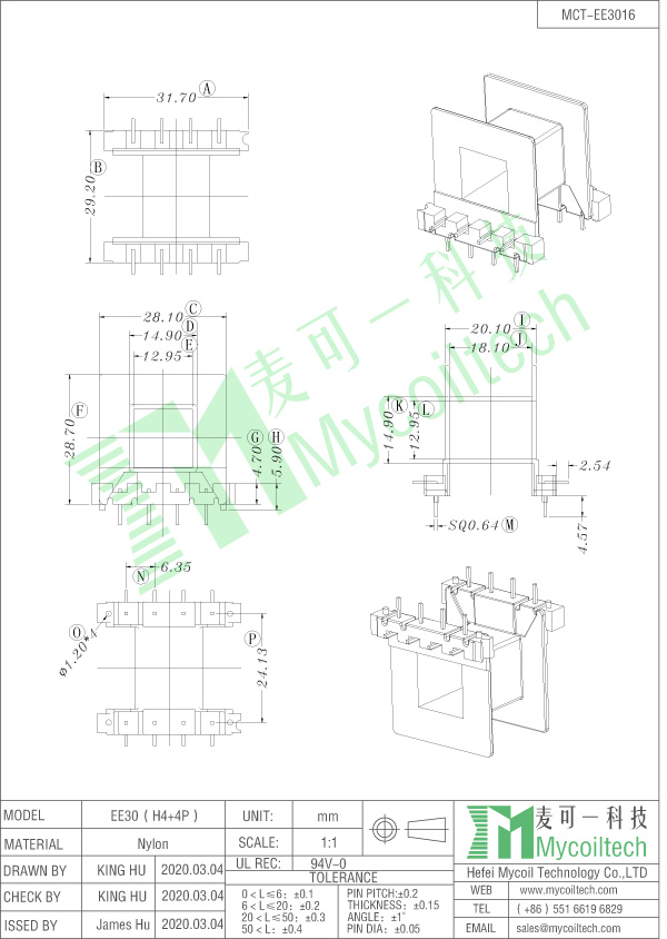 Bobina de bobina horizontal EE30