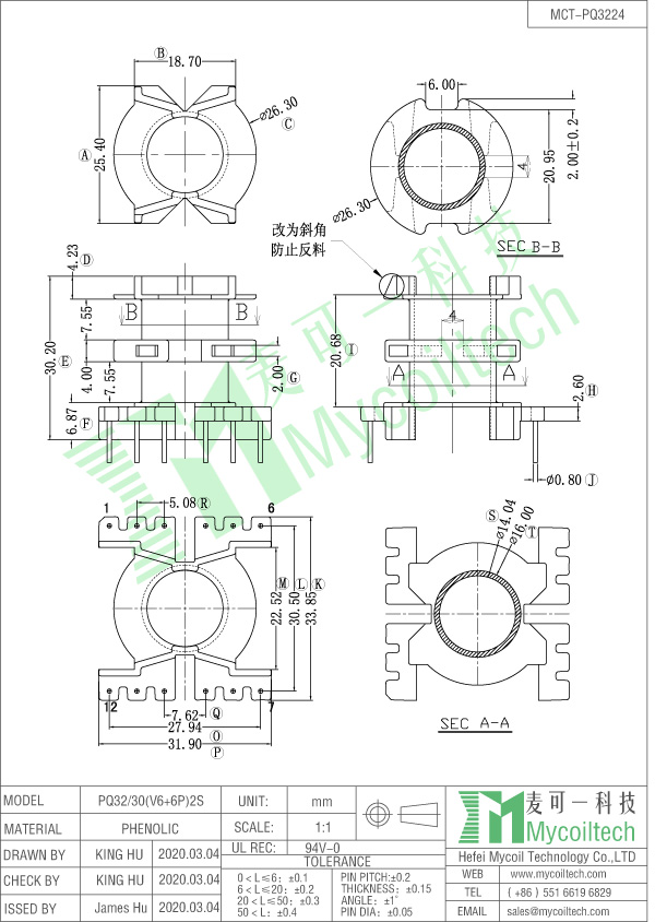 PQ32 vertical transformer frame