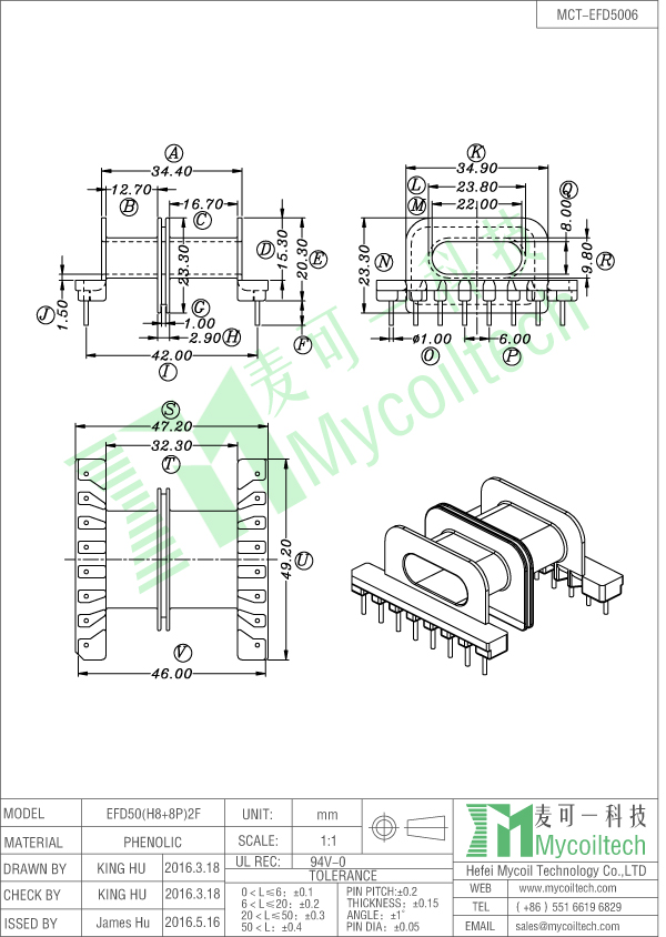 EFD50 double slots coil former