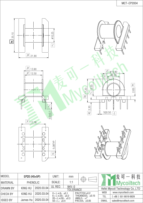 EP20 transformer bobbin factory
