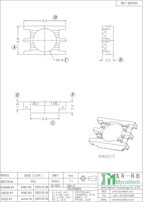 Power inductor with base
