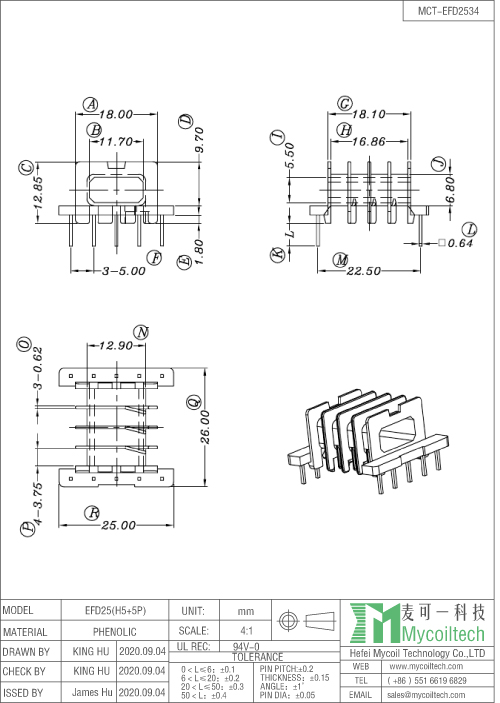 LED light power transformer bobbin