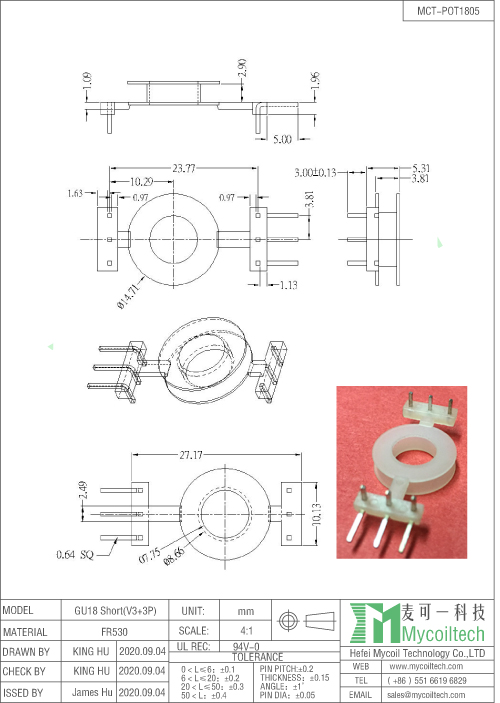 Communication equipment transformer bobbin