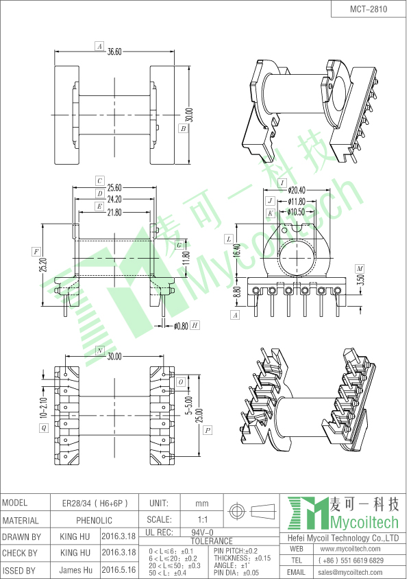 ER28/34 horizontal coil former