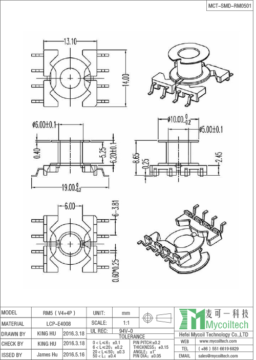 Mobile phone fast charging transformer bobbin