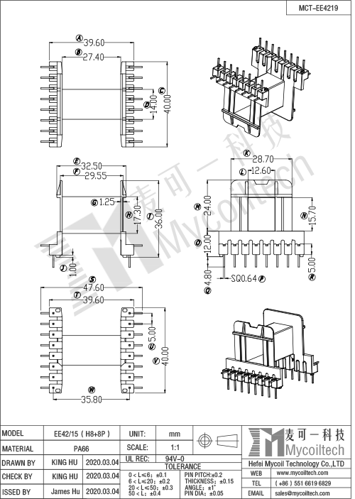 Printer power supply module transformer bobbin