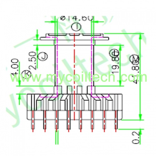 8+8 Pins ER40 High Frequency Transformer Bobbin