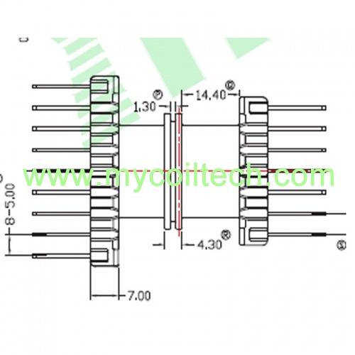 EFD40 Double Slots Coil Former 7+9 Pins Horizontal Transformer Bobbin