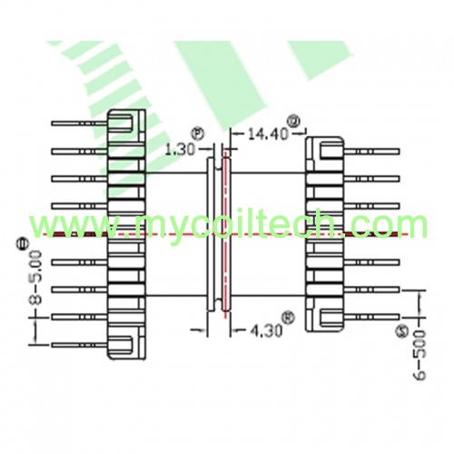Double Slots Coil Former 16 Pins EFD40 Transformer Bobbin