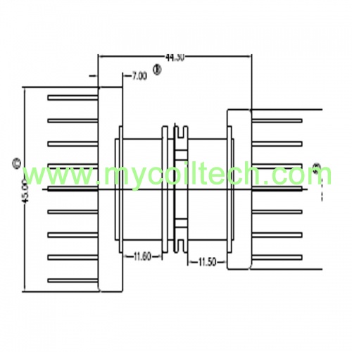 Double Section L pin Bobbin EFD40 Horizontal Transformer Bobbin