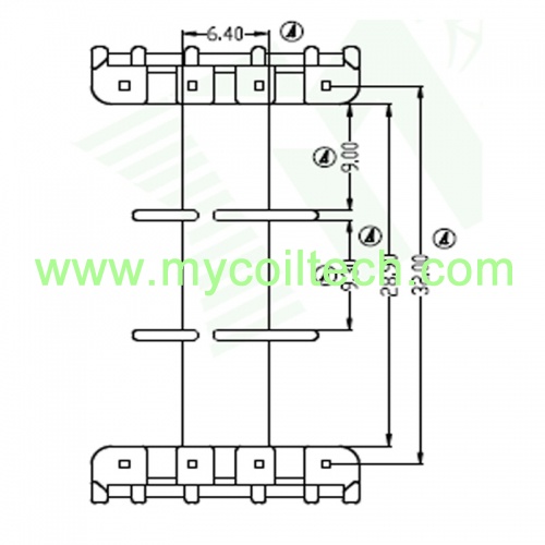 4+4 Pins EE19 Transformer Bobbin Horizontal Type Bobbin